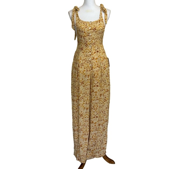 Free People Pants - Free People Sugar Sands Jumpsuit  Wide Leg Tie Strap XS NEW Boho Festival Resort